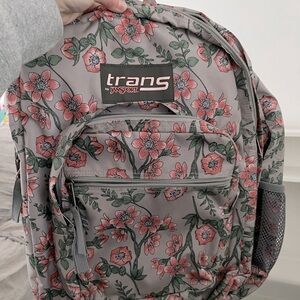 Jansport trans grey floral backpack
